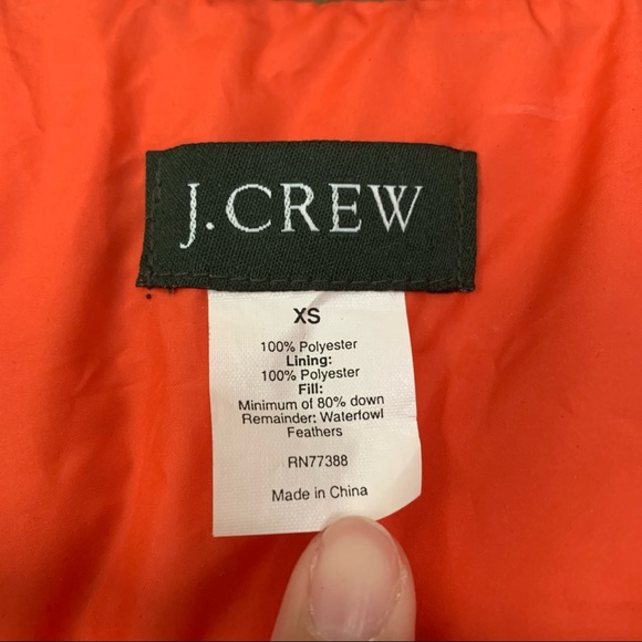 J. CREW Quilted Olive Green with Orange Lining Puffer Down Vest - Picture 11 of 13